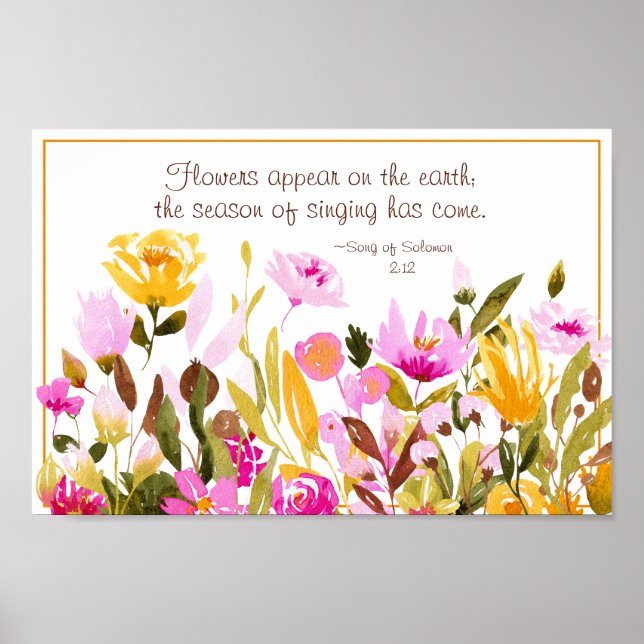 Póster Canción de Salomón 2:12 Flores aparecen en la tier (Frente)