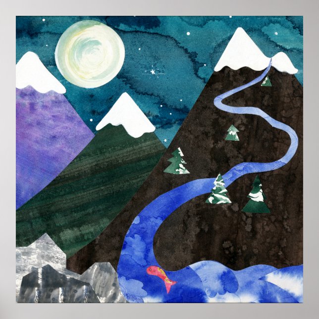 Póster Canciones nocturnas de Mountain Stream (Frente)