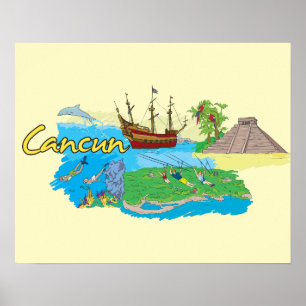 Póster Cancún, Ciudad Famosa de México