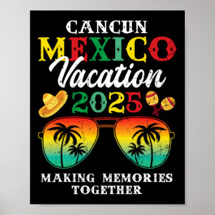 Póster Cancun Mexico Vacation 2025 Trip Beach Matching Fa