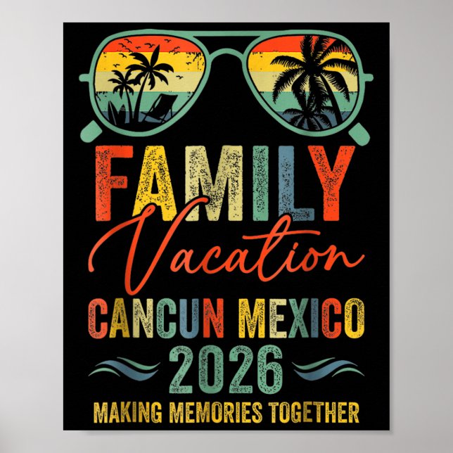 Póster Cancun Mexico Vacation 2026 Grupo Familiar Parcial (Frente)