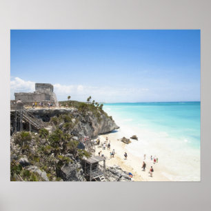 Póster Cancún, Quintana Roo, México - Ruinas en una colin