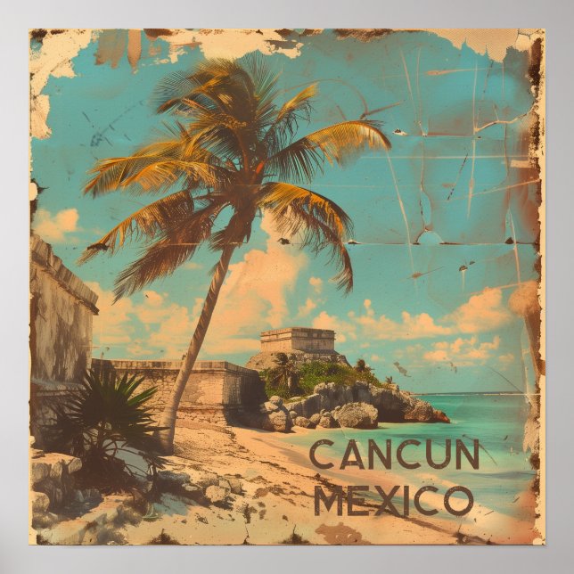Póster Cancun Vintage Travel Poste (Frente)