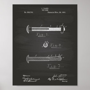 Póster Candado de nueces 1893 Patent Art Chalkboard