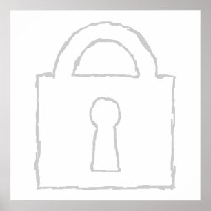 Póster Candado. Máximo secreto o icono de la seguridad
