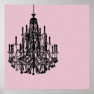 Póster Candelabro rosa de moda