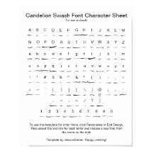 Candelion Swash Font Character Sheet para Zazzle