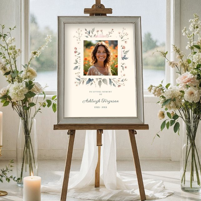 Póster Candid Delicate Soft Pastel Floral Frame Photo  (Candid Delicate Floral Frame Photo Posters in Soft Pastel Colors. )