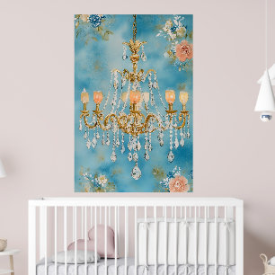 Póster candil de cristal ornamentado con un tono dorado a
