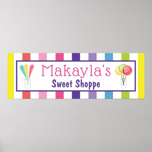 Póster Candy arcoiris Sweet Shoppe Nombre personalizado C (Frente)
