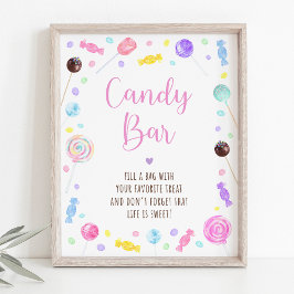 Póster Candy Bar Lollipop Sweet Shop Rótulo de cumpleaños