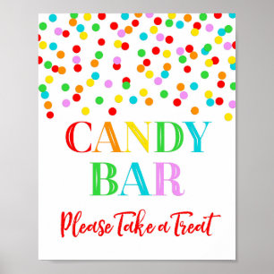 Póster Candy Bar Rótulo Rainbow Confetti