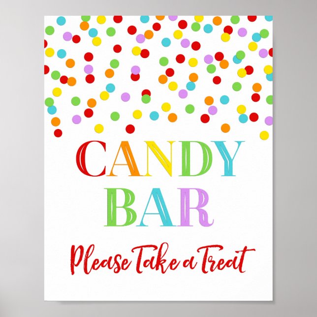 Póster Candy Bar Rótulo Rainbow Confetti (Frente)