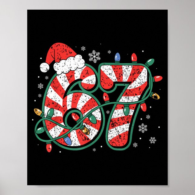 Póster Candy Cane 67 Funny Christmas 67 Six Seven Candy C (Frente)