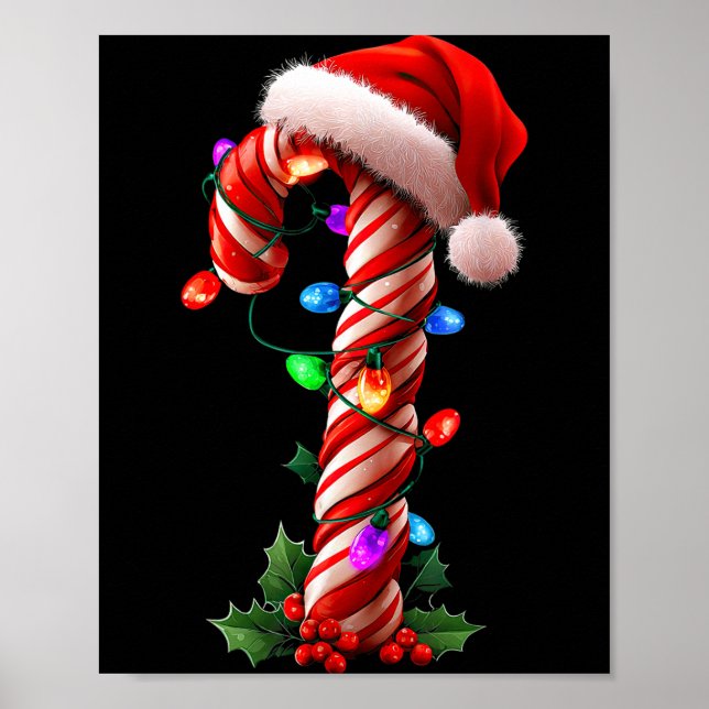 Póster Candy Cane Christmas Design Boys Girls Kids Adults (Frente)