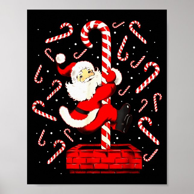 Póster Candy Cane Christmas Santa Funny Lights Xmas Men W (Frente)