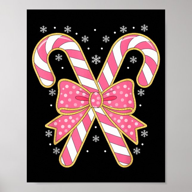 Póster Candy Cane Christmas Season Girls Womens Retro Coq (Frente)