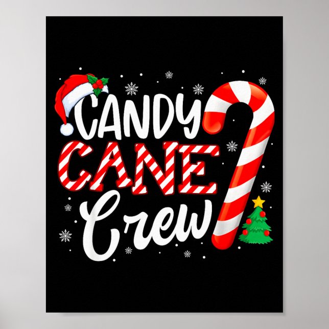 Póster Candy Cane Crew Funny Xmas Christmas Pajamas Men W (Frente)