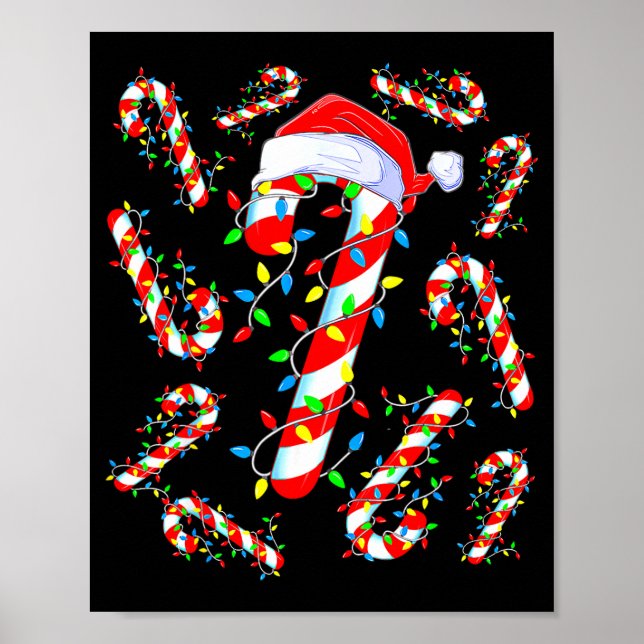 Póster Candy Cane Crew Red And White Santa Funny Christma (Frente)