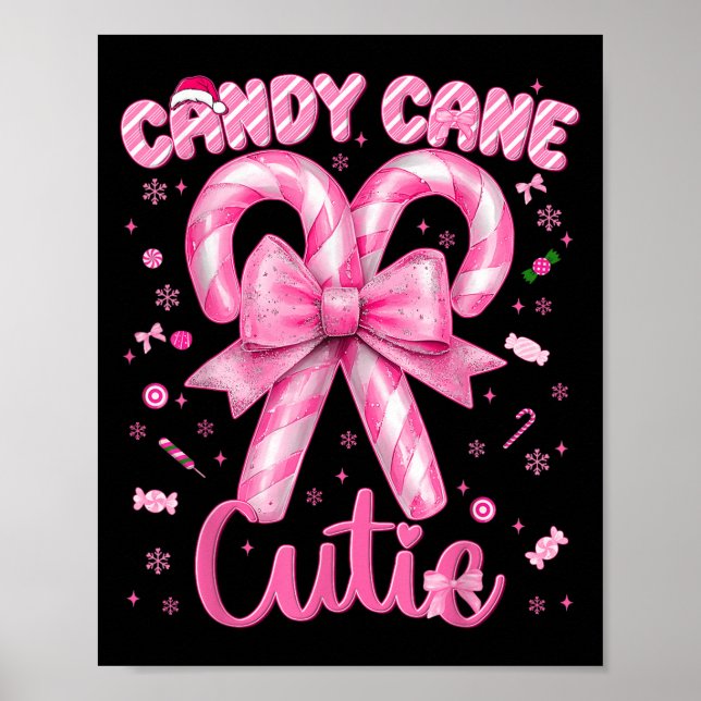 Póster Candy Cane Cutie Coquette Pajamas Pjs Navidades Xm (Frente)