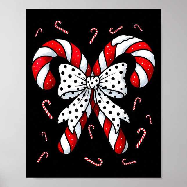 Póster Candy Cane Merry And Bright Red And White Candy Co (Frente)