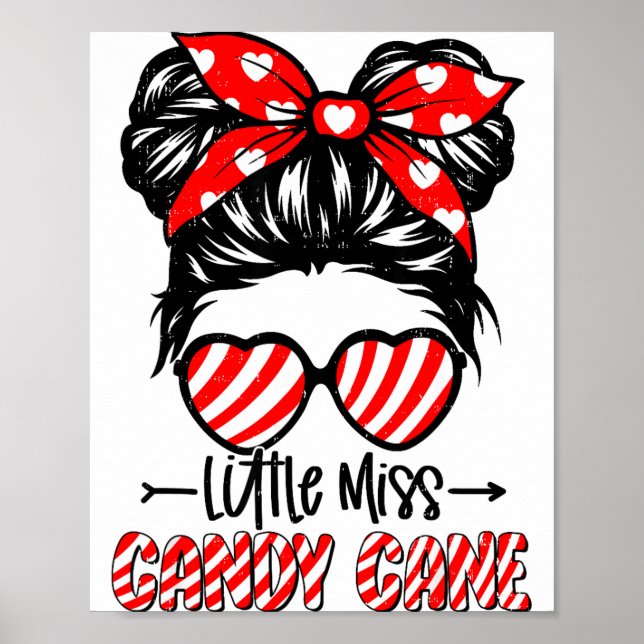 Póster Candy Cane Messy Bun Girl Christmas Xmas Holiday G (Frente)