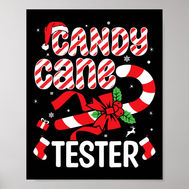 Póster Candy Cane Tester Crew - Funny Navidades Holiday M (Frente)