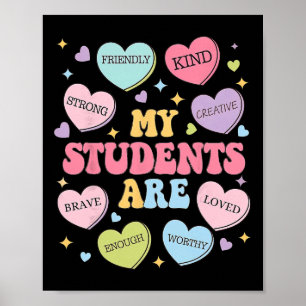 Póster Candy Heart Mis Estudiantes Son Amados Fuerte Maes