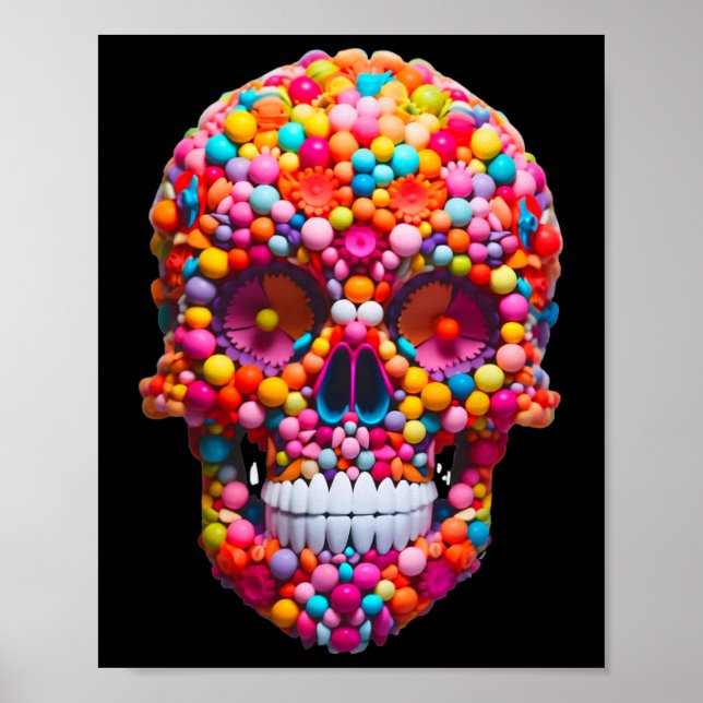 Póster Candy Skull Bubble Gum Skeleton Halloween Candies (Frente)