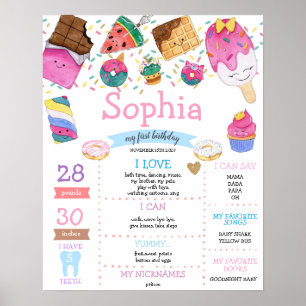 Póster Candy Sweets Chica Primer hito de cumpleaños