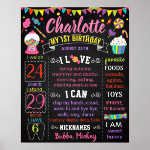 Póster Candyland Candy Candies Cartel de cumpleaños