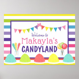 Póster Candyland Lollipop Gumdrop Banner Birday Party