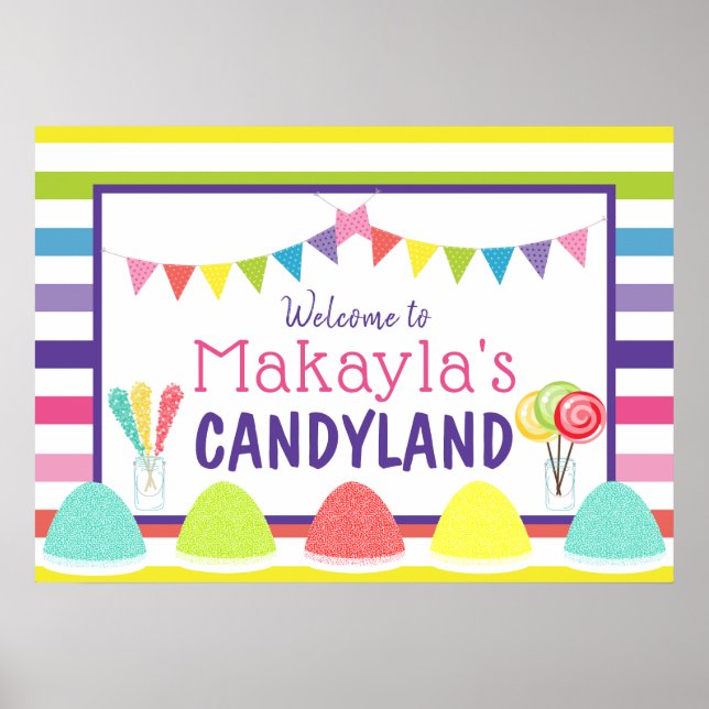 Póster Candyland Lollipop Gumdrop Banner Birday Party (Frente)