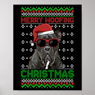Póster Cane Corso Dog Funny Merry Woofing Navidades