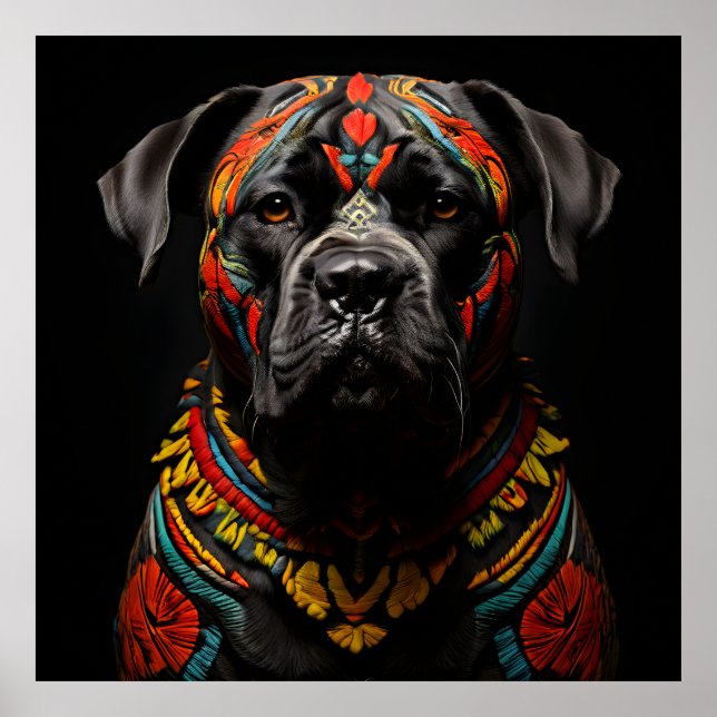 Póster Cane Corso en traje de guerrero (Frente)