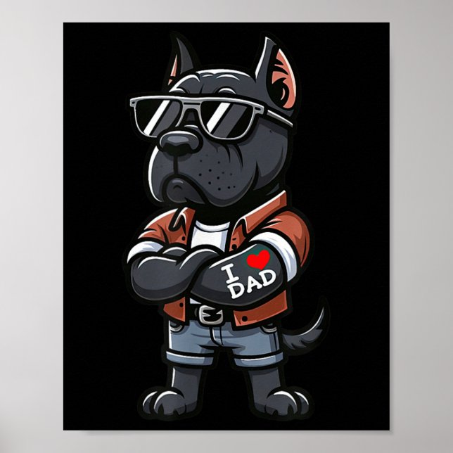 Póster Cane Corso I Love Dad Funny Dog Tattoo (Frente)