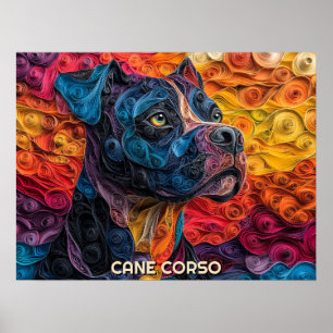 Póster Cane Corso Quilling Art Dog Retrato