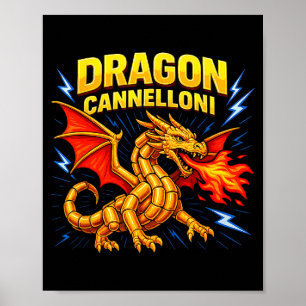 Póster Canelloni de Dragón Regalo Divertido de Comida Ita