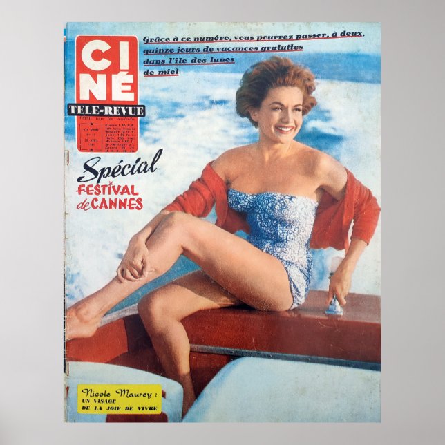 Póster Canes Beach Babe, estilo años 60. (Frente)