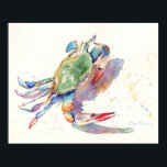 Póster Cangrejo acuarela<br><div class="desc">Creé este cangrejo combinando unas cuantas características diferentes del cangrejo. Me atrajeron las garras rojas de una,  la posición de otra,  y el cuerpo verde y los detalles de una tercera. Algunos de los detalles encontrados en la cáscara fueron hechos arrojando sal en la pintura acuarela mientras se secaba.</div>