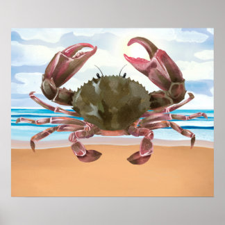 Póster Cangrejo acuático Crustáceo Poster náutico