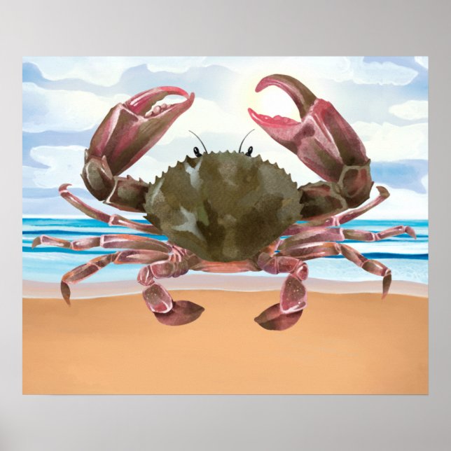 Póster Cangrejo acuático Crustáceo Poster náutico (Frente)