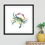 Póster Cangrejo azul acuarela<br><div class="desc">Añada encanto costero a su casa de playa, cabaña de Cape Cod, o retiro de Maryland con esta vibrante huella de arte de color cangrejo azul. Con mi sencilla y original acuarela de cangrejo en ricos tonos de rojo, verde, turquesa y azul, esta pieza captura la belleza de las criaturas...</div>