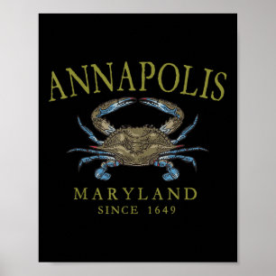 Póster Cangrejo Azul Annapolis Maryland Desde 1649 Olivo 