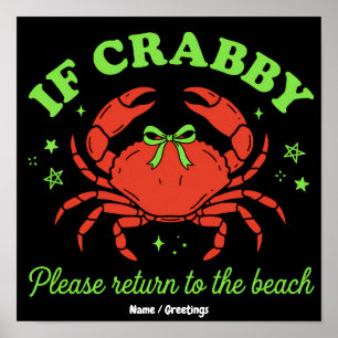 Póster Cangrejo Costero Sassy Estética de Playa Bow Vint