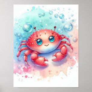 Póster Cangrejo de acuarela