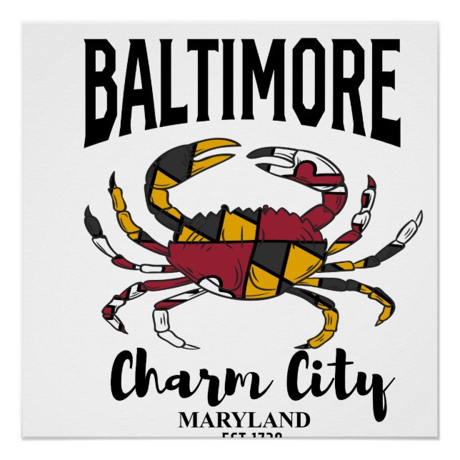 Póster Cangrejo de Baltimore Charm City (Anverso)