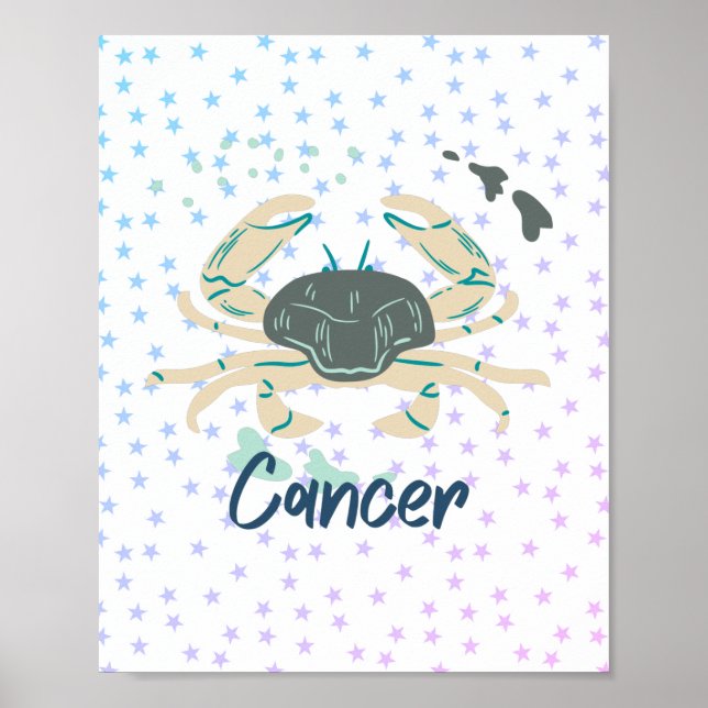 Póster Cangrejo de cáncer moderno Zodiac (Frente)