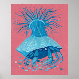 Póster Cangrejo Ermitaño Mar Océano Animales Subacuáticos