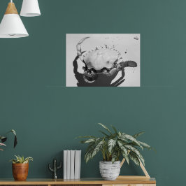 Póster Cangrejo marino monocromo negro y blanco